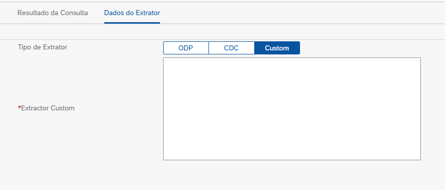 Configuração do extrator Custom